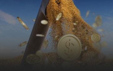 Maquina de colheita de grãos com moedas do Cashback i2x